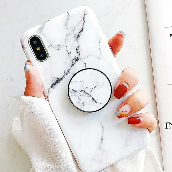 iPhone XR ❤️white marble phone case with holder - Picture 3 of 7